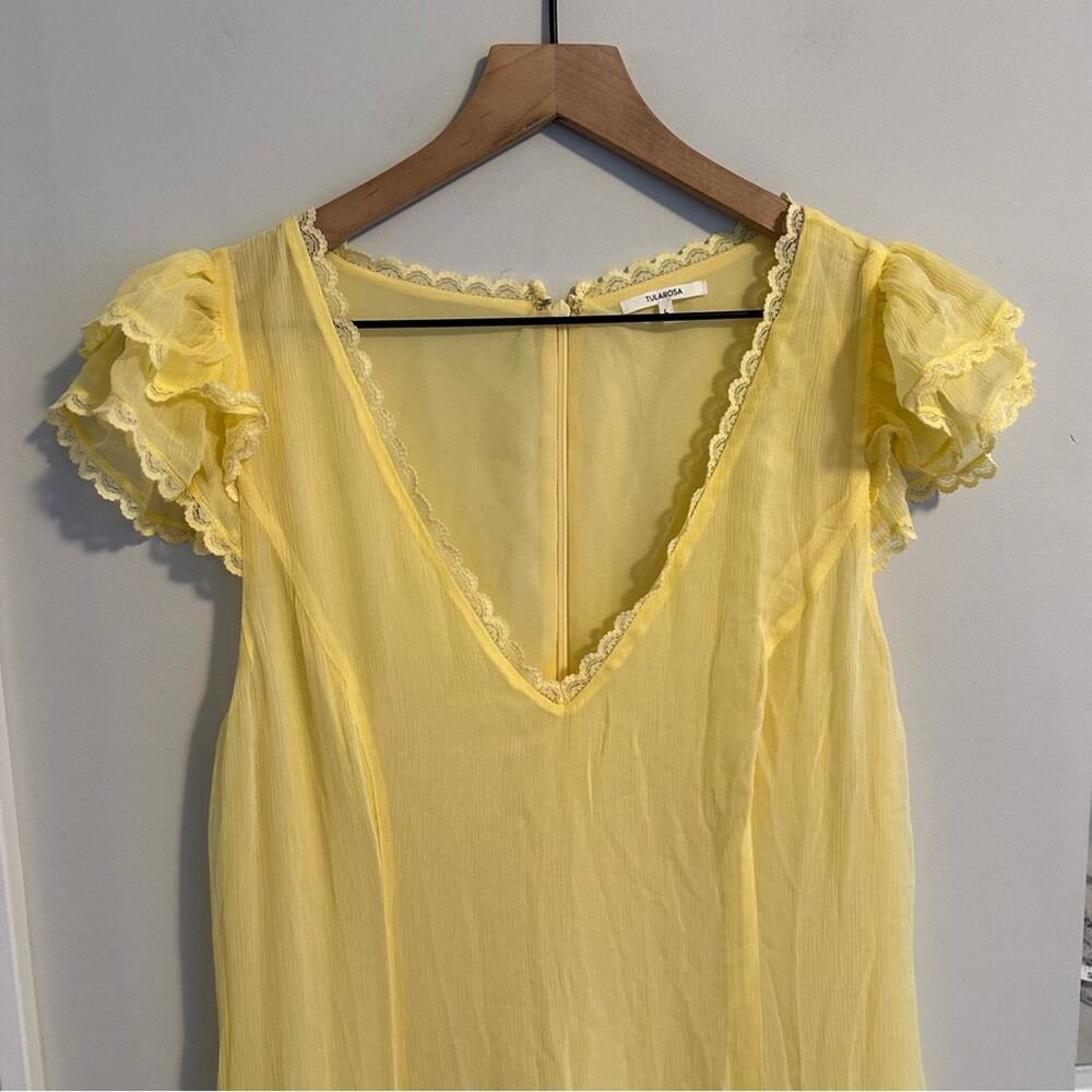 Tularosa Yellow Lace Sexy Maxi Dress Gown Large - Picture 10 of 13